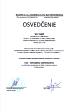 Osvedčenie o odbornej spôsobilosti - § 22 - Samostatný elektrotechnik
